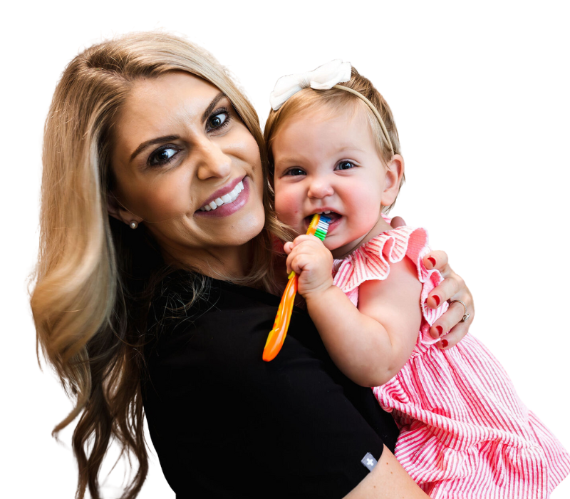 Dr. Katie Foster and Baby Brushing Teeth PNG
